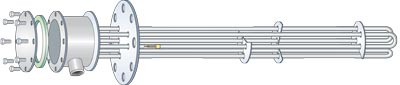 Resistencias de inmersión sobre racor para calentar líquidos